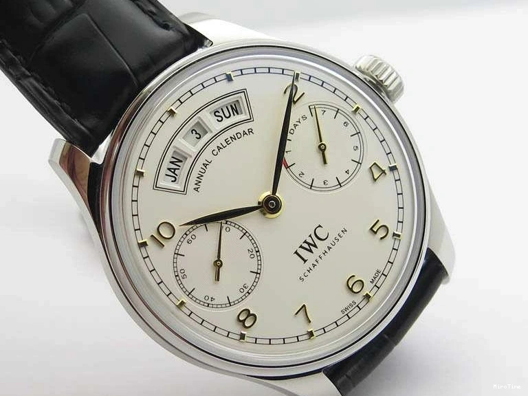 MIROTIME 0118 Portuguese Real PR Real Annual Calendar IW5035 YLF 1:1 Best Edition White Dial On Leather Strap A Refined 7243